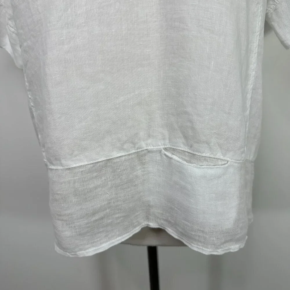 NWT Grand Greece Women’s M White 3/4 Sleeve 100% Linen Resort Wear Top Blouse - Picture 4 of 14